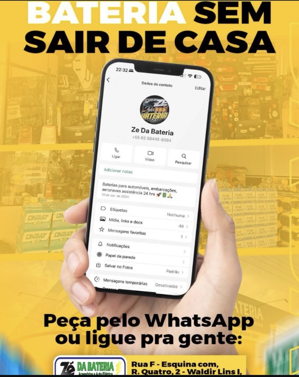 Pedido de bateria por WhatsApp